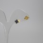 Ohrstecker Kleeblatt, schwarz, goldfarbenes Metall, Durchmesser 7 mm+