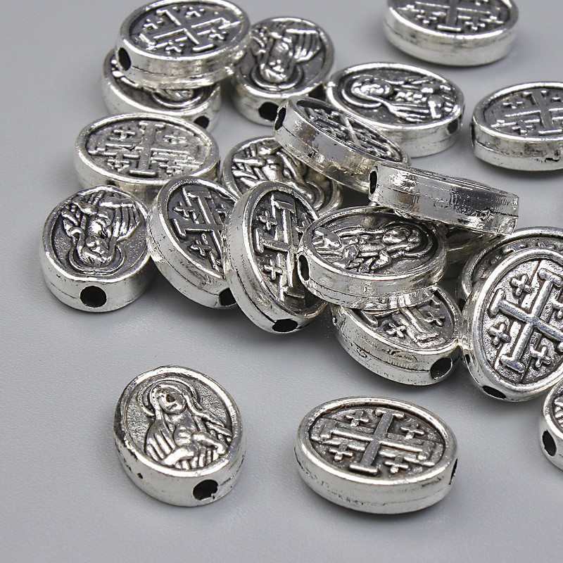 Silberfarbene Einlagenperle – Durchmesser 10×8 mm (+/-), Lochdurchmesser 1,5 mm, Verpackung 20 g (~23 Stück)