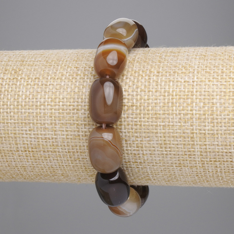 Achat-Barillo-Perlenarmband, ca. 15×12 mm, Länge ca. 18 cm, Stretch