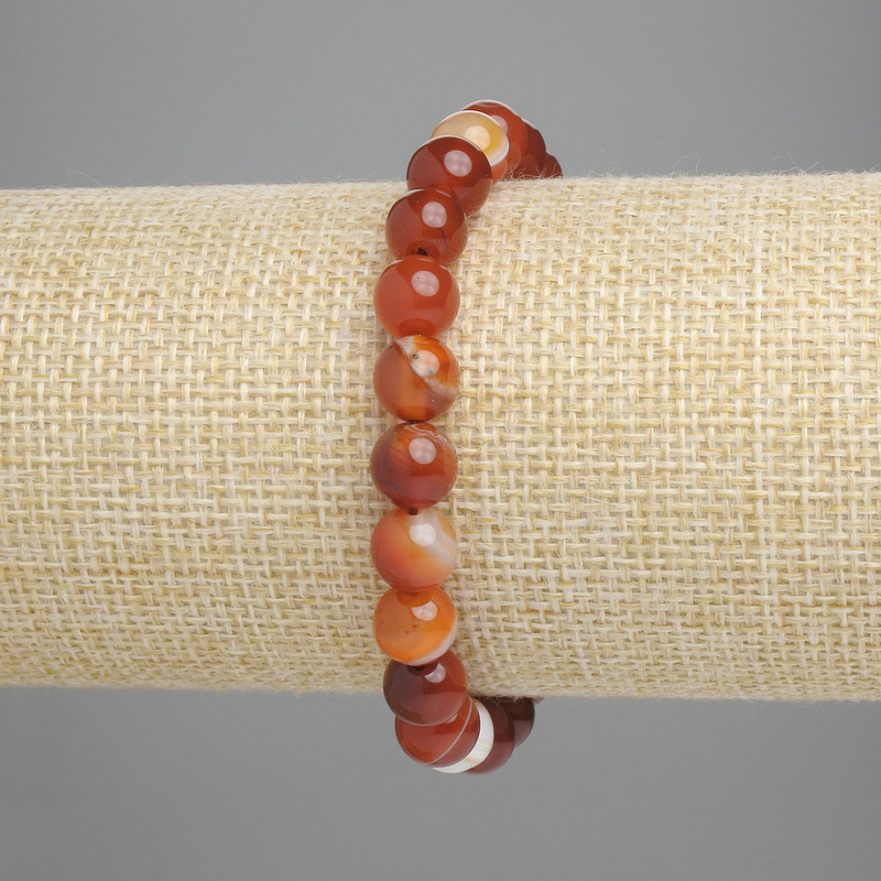 Achat-Armband, glatte Kugeln, Durchmesser ca. 8 mm, Länge ca. 18 cm, Elastikarmband