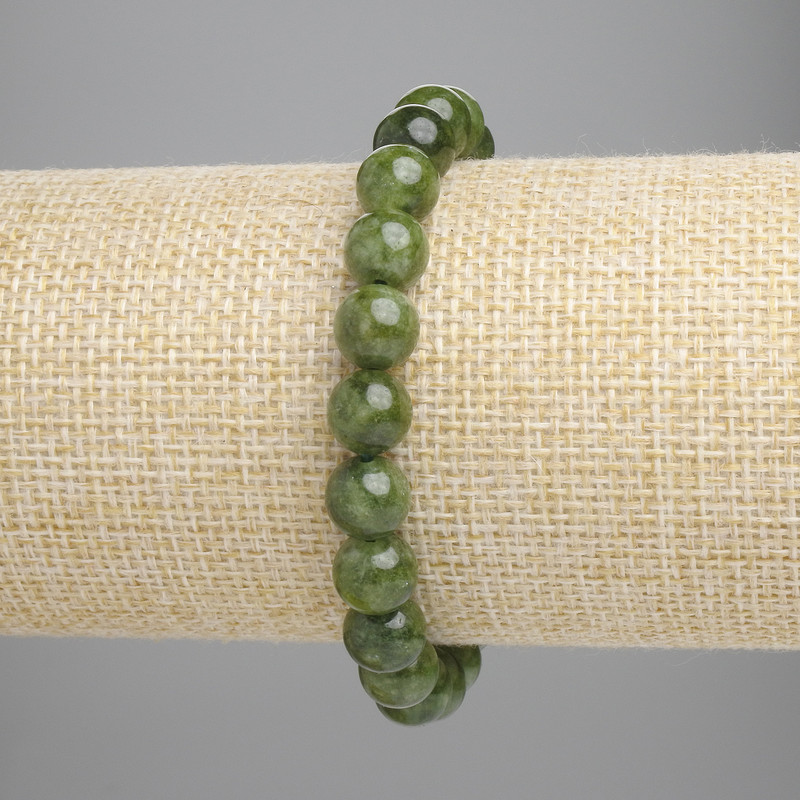 Armband aus Jadeit – glatte Kugeln, Durchmesser ca. 8 mm, elastisch (Stretch), Länge ca. 18 cm