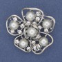Brosche Blume mit Perlen Mallorca silberfarbenes Metall 40 mm+