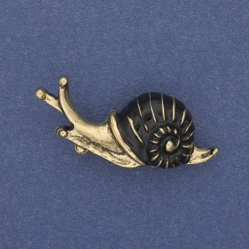Brosche „Schnecke“ Emaille, goldfarbenes Metall, 39×22 mm+