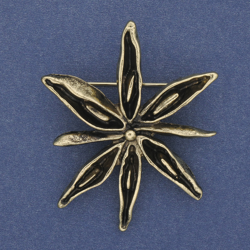 Brosche Blume aus goldenem Metall 47 mm+