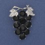 Brosche Traube mit weißen und schwarzen Strasssteinen, silberfarbenes Metall 50 × 40 mm+