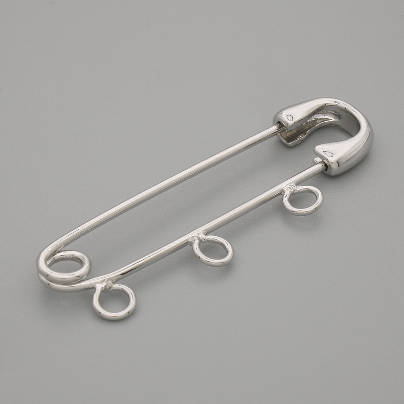 Broschenbasis mit Nadel, 41×12 mm – silberfarbenes Metall