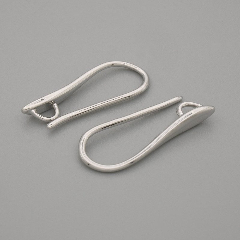 Ohrhaken für Ohrringe, weiß-silbernes Metall, 20×2 mm, Paar