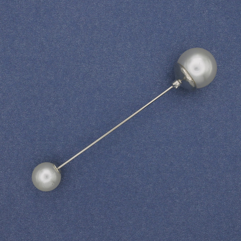 Nadelbrosche Mallorca-Perlen 9mm ± 12mm ± silberfarbenes Metall 73mm+