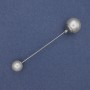 Nadelbrosche Mallorca-Perlen 9mm ± 12mm ± silberfarbenes Metall 73mm+