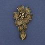 Blumenbrosche mit Anhänger – Blüte, Perle und Strass, bronzefarbenes Metall, 60 × 32 mm+