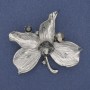 Brosche-Anhänger Blatt mit Strass silberfarbenes Metall 60×63 mm+