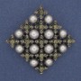 Brosche-Anhänger Mallorca-Rhombus, graue Strasssteine, silberfarbenes Metall, 56 mm+