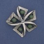 Brosche Akzent Nephrit silberglänzendes Metall 60 mm+