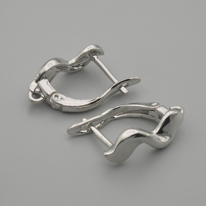 Ohrhaken für Ohrringe, silberfarbenes Metall, 17×6 mm – Paar