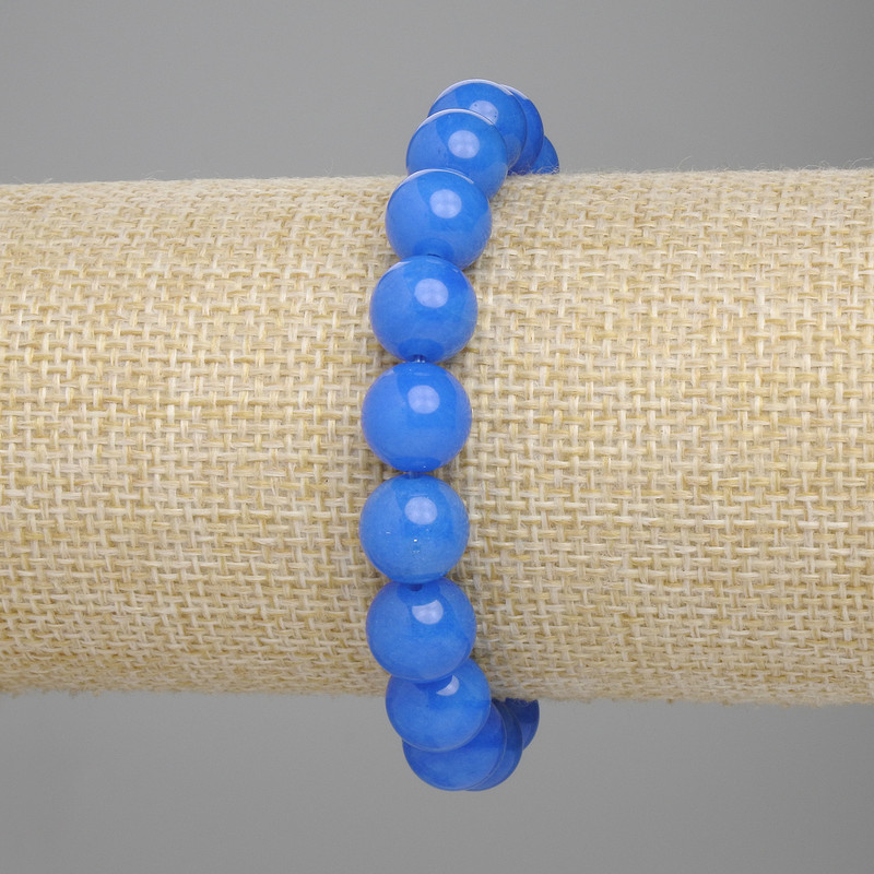Apatit-Armband, glatte Kugeln, Durchmesser ca. 10 mm, Länge ca. 18 cm, elastisch