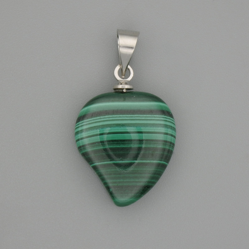 Herz-Anhänger Malachit 13×15×23 mm+