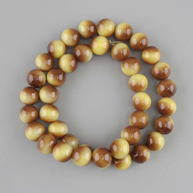 Tigerauge-Perlen (künstlich) glatte Kugeln, Durchmesser 10 mm, Länge ca. 38 cm – auf Schnur