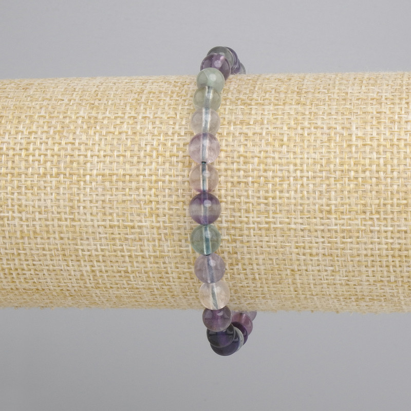 Armband Fluorit, glatte Kugel, Durchmesser ca. 6 mm, Länge ca. 18 cm, Stretch