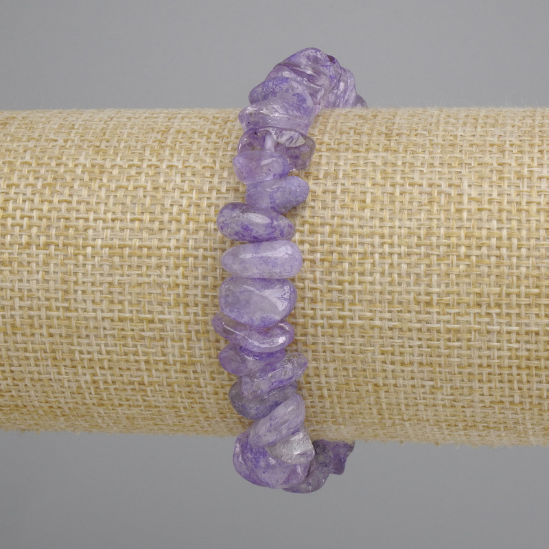 Armband Amethyst-Chips, Durchmesser 9–15×4–6 mm, Länge 18 cm, Elastik