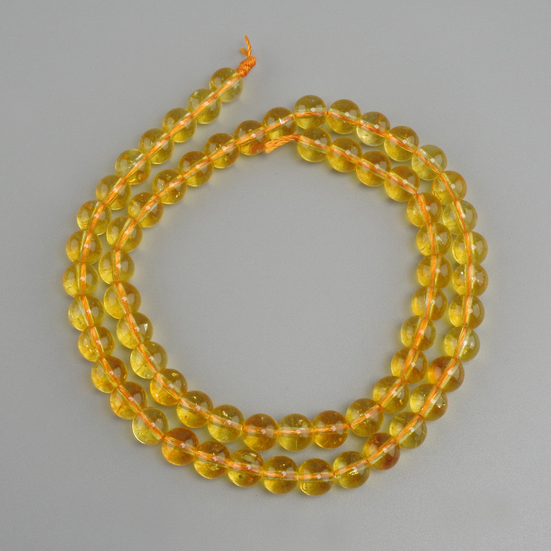Citrin-Perlen, glatte Kugeln, Durchmesser ca. 6 mm, Länge ca. 38 cm