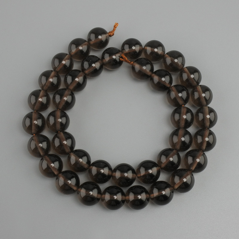 Rauchtopas-Perlen, glatte Kugeln, Durchmesser ca. 10 mm, Länge ca. 37 cm