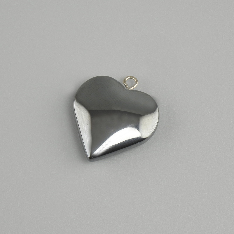Herzanhänger aus Hämatit, Durchmesser 20×20 mm+