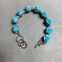 Armband blaue Rosen aus Polymerclay mit Toggle-Verschluss