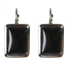 Reduzierte Ohrringe aus Achat, glatte Fassung, rechteckiger Stein, 2,3 × 1,8 cm, Länge 3,5 cm