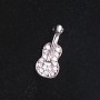 Brosche Gitarre, klein, Silbermetall mit Strasssteinen, 2,5 cm