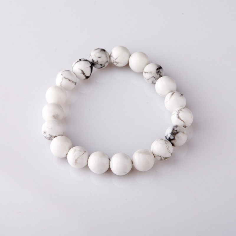 Armband aus Kaholong auf elastischem Band, glatte Kugel, Durchmesser 10 mm