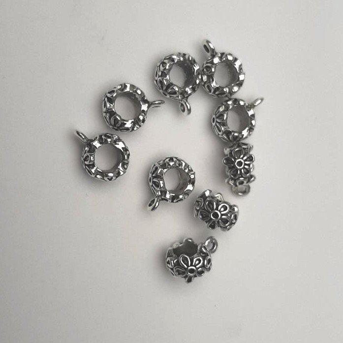 Blütenförmige Bail-Halterung Silber 6 mm Packung 8 Stück+
