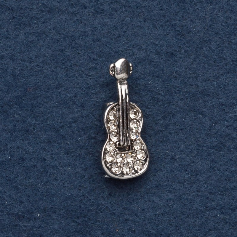Brosche Geige 2,5 × 1 cm, graues Metall
