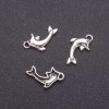 Zubehör Anhänger Delfin, Breite 11 mm, Durchmesser d mm, Länge L0 mm, Oberfläche graues Metall, Gewicht ca. 20 g, ± 34 Stück