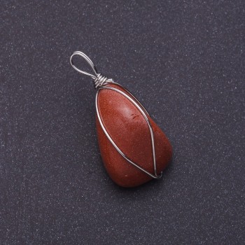 Anhänger aus Aventurin „goldener Sand“ im silbernen Geflecht, 2,6 × 2,1 cm (+-)