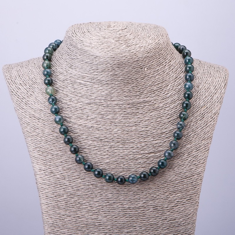 Kette aus Moosachat, glatte Kugeln, 8 mm Durchmesser, 50 cm Länge