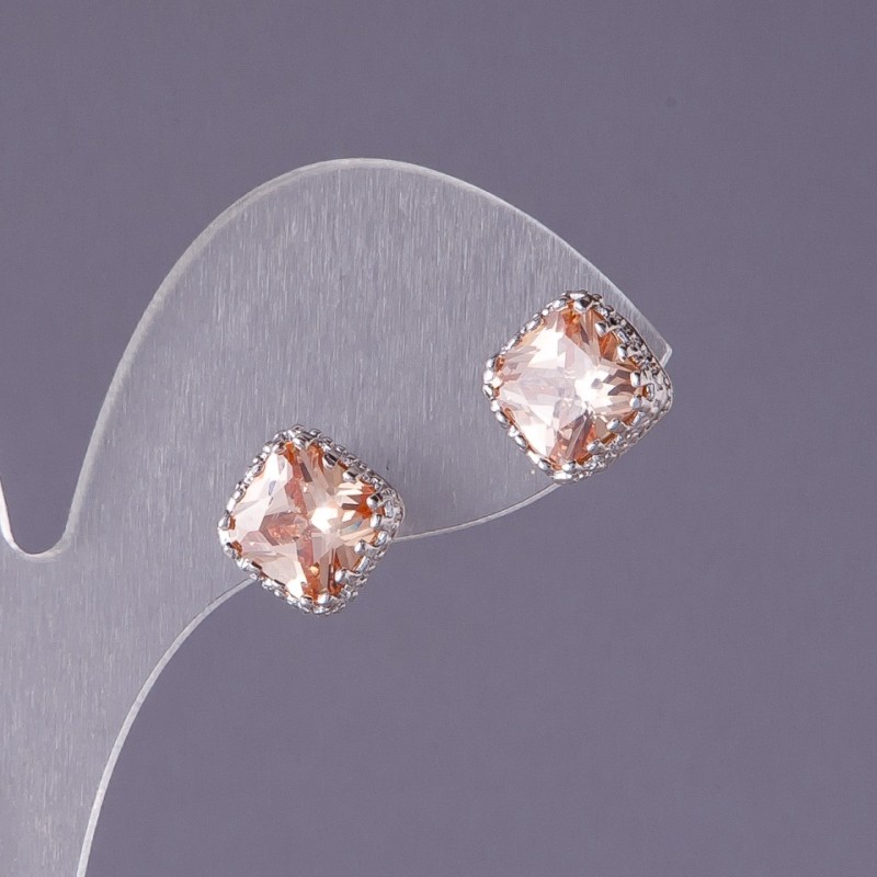 Ohrringe mit gelben Kristallen 'Rombi', Durchmesser 10 mm