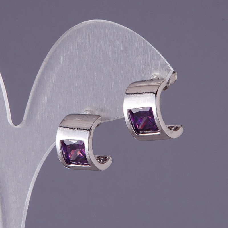 Ohrringe mit violetten Kristallen 13×9 mm