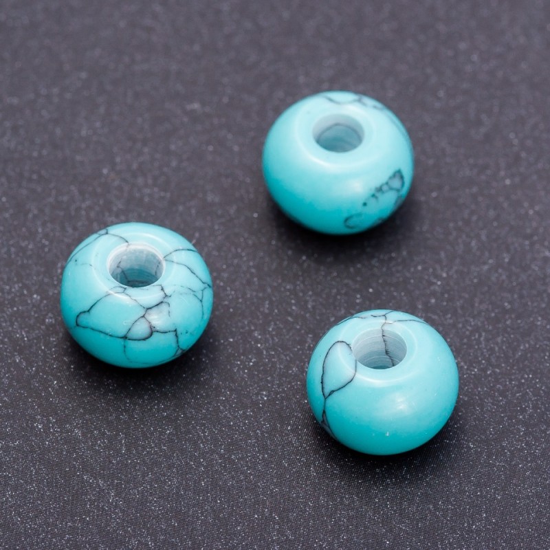 Pandora-Perle Türkis 14×10 mm, Lochdurchmesser 5 mm
