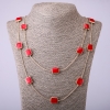 Kette mit langen Gliedern, rotes Quadrat, Länge 66–70 cm