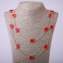 Kette mit langen Gliedern, rotes Quadrat, Länge 66–70 cm