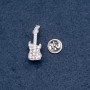 Brosche Musik 'Gitarre mini' auf Nadel, 10×28 mm, Metallfarbe Silber