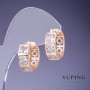 Ohrringe Xuping mit weißen Kristallen 17×7 mm, 18K-Vergoldung