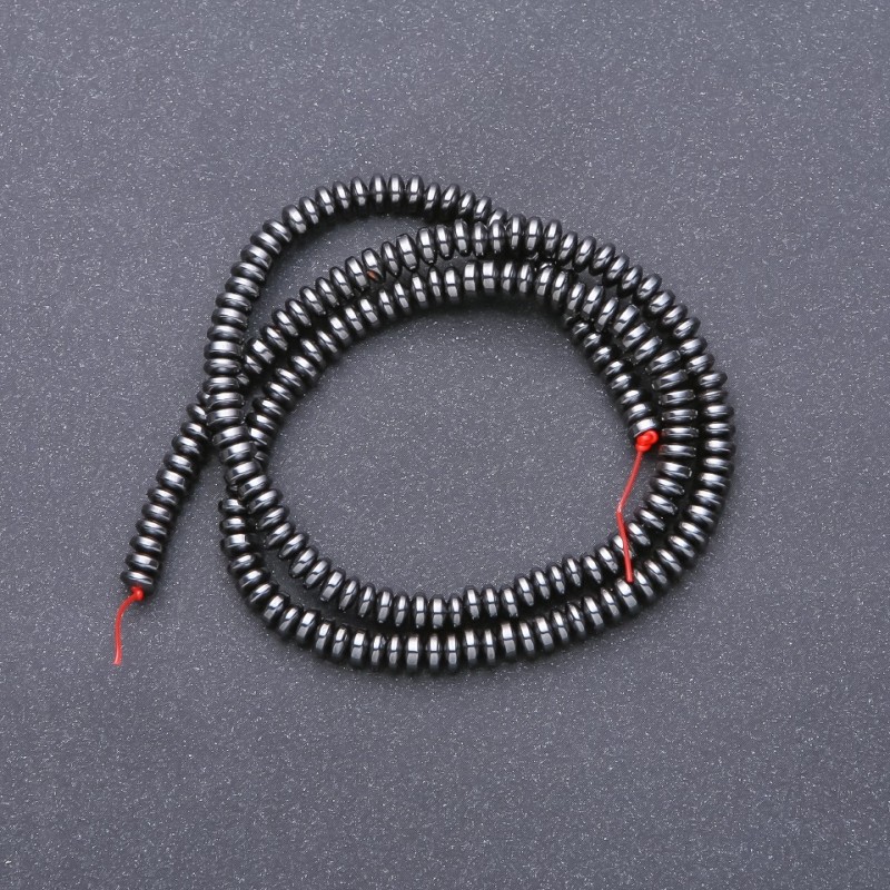 Hämatit-Rondellperlen, glatt, Durchmesser 4×2 mm, Länge ca. 40 cm