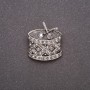 Brosche Trommel mit Strass im grauen Metall 24×26 mm