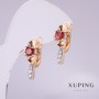 Ohrringe Xuping mit rotem Stein, 20×10 mm, 18K-Vergoldung