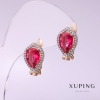 Xuping Ohrringe mit Stein in Himbeerfarbe, 10×14 mm, 18K-Vergoldung