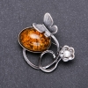 Geschmiedete Brosche Schmetterling «Bernstein» 47×47 mm graues Metall