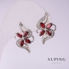 Xuping-Ohrringe mit roten Steinen 10×24 mm, Rhodiumbeschichtung