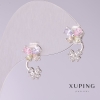 Ohrringe Xuping Schmetterlinge mit bunten Steinen, 15×9 mm, Rhodiumbeschichtung
