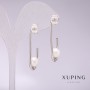 Ohrringe Xuping mit weißen Mallorca-Perlen 33×8 mm rhodiniert